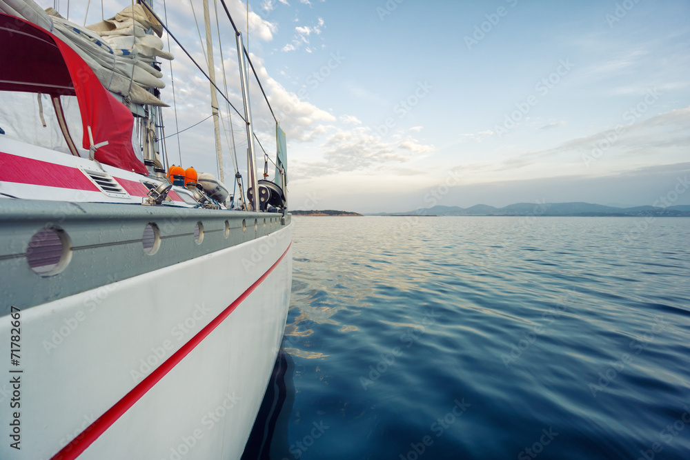 Fototapeta premium sunset on the sea from the sail boat