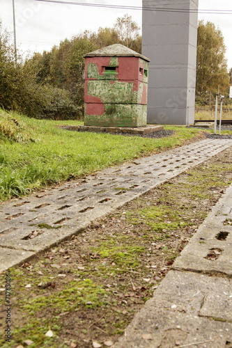 Kolonnenweg an einem Bunker mit Wachturm - DDR-Grenze photo