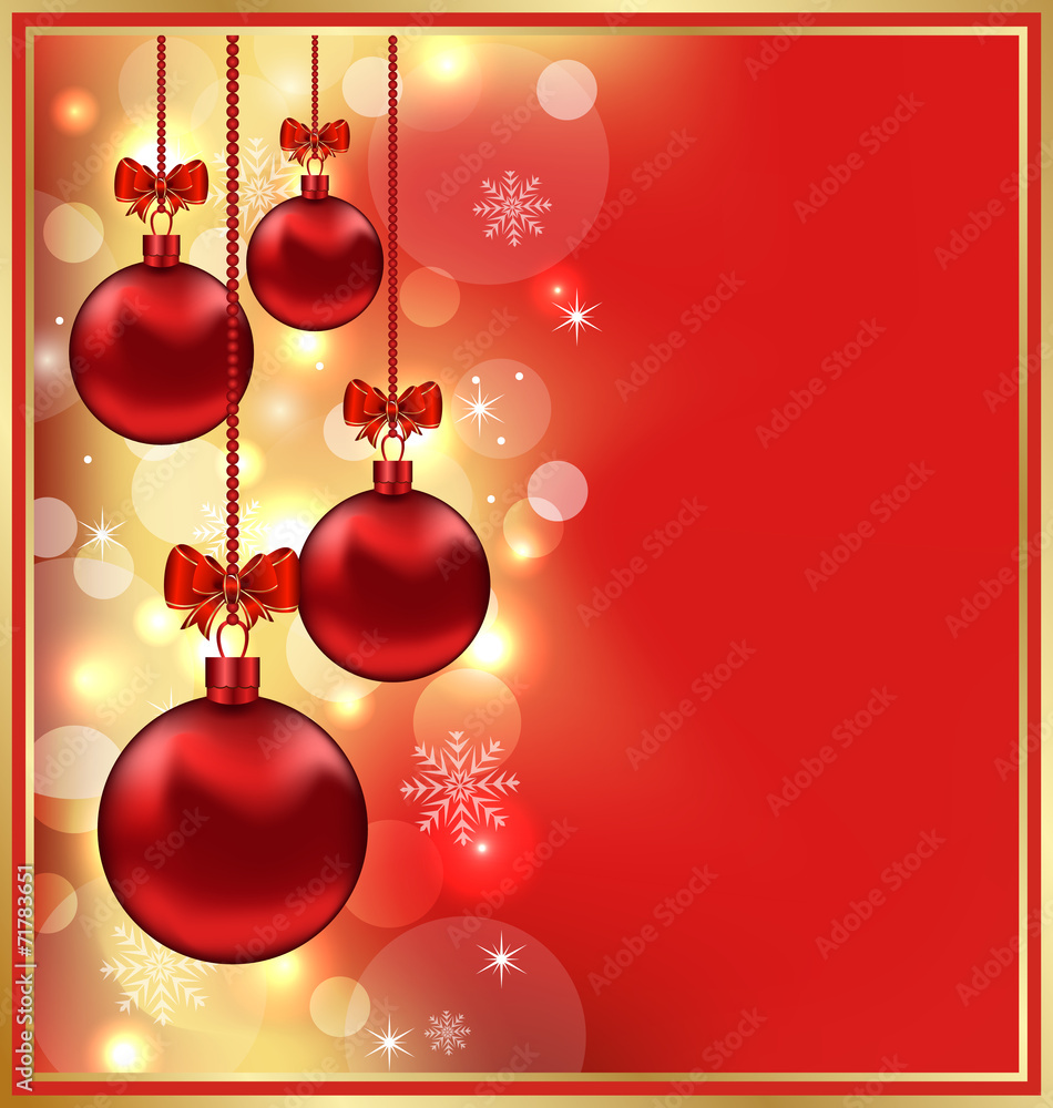 Holiday glowing background with Christmas balls Holiday glowing background with Christmas balls