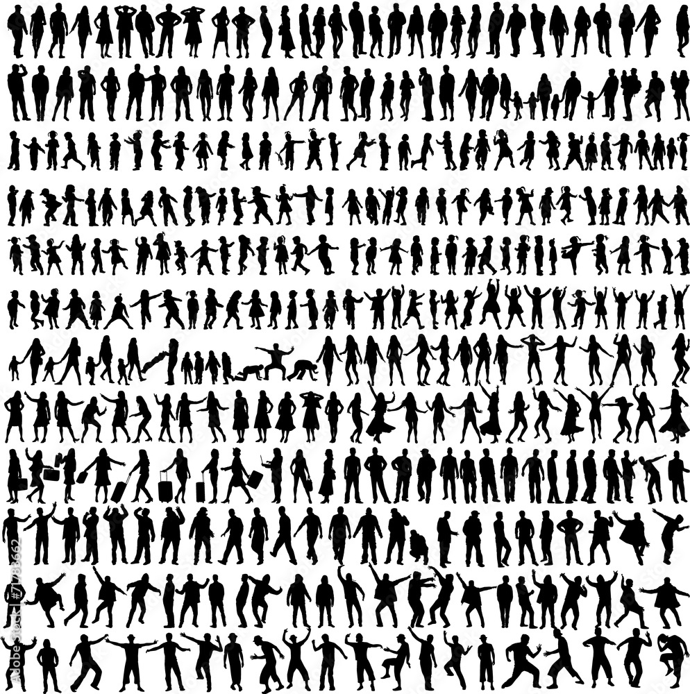 People Mix Silhouettes, vector work - obrazy, fototapety, plakaty 
