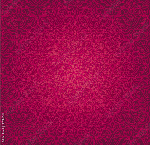 Red  vintage seamless grunge floral background design