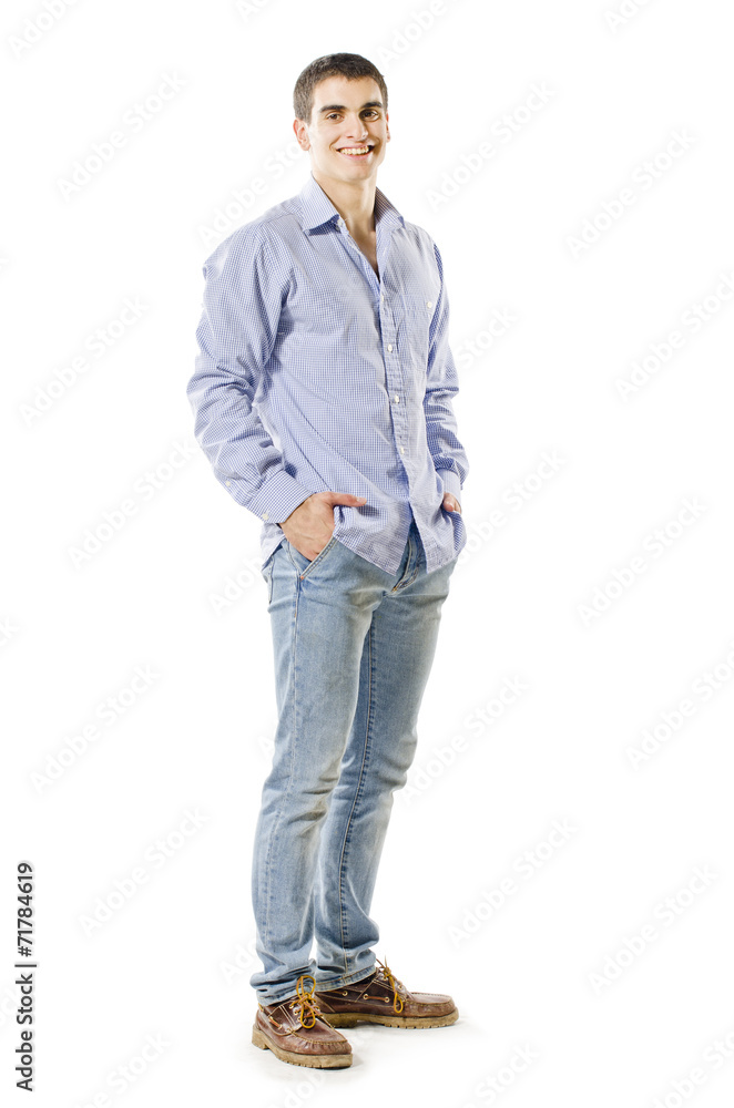 Fototapeta premium Expressive young man isolated on white background