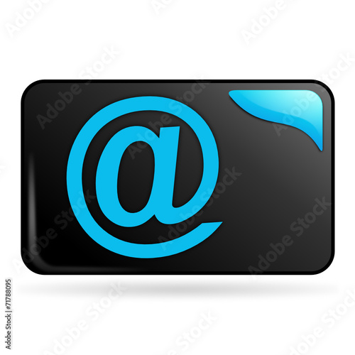 arobase sur bouton web rectangle bleu
