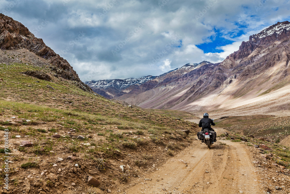 Bike on mountain road in Himalayas Bike on mountain road in Himalayas