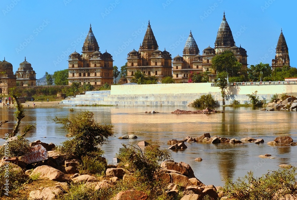 Palace temple complex in Orcha. Madhya Pradesh. India