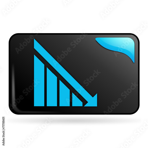 en baisse sur bouton web rectangle bleu