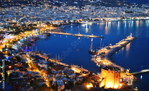 Принти на полотні View of Alanya harbor from Alanya peninsula. Turkish Riviera