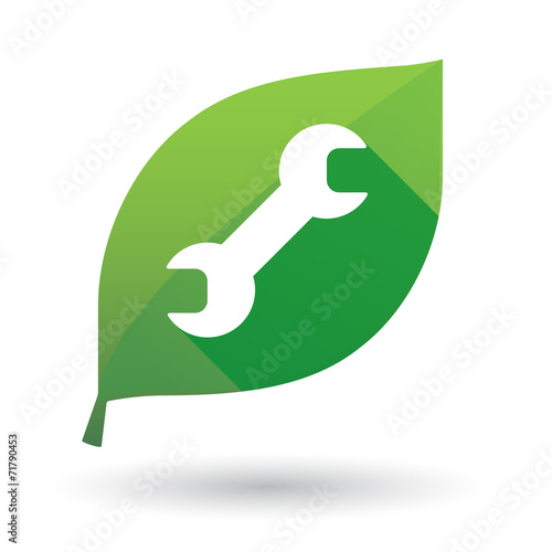 Green leaf icon with a monkey wrench