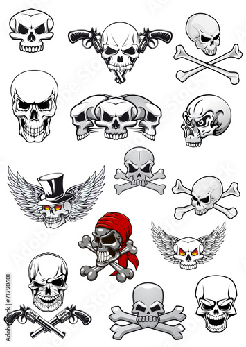 Vector skull characters with crossbones