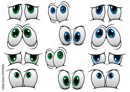 Blue and green cartoon eyes