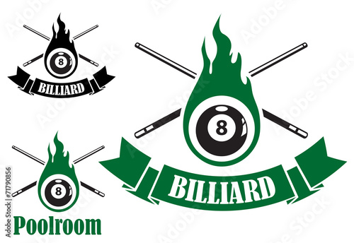 Billiard icons with crossed cues