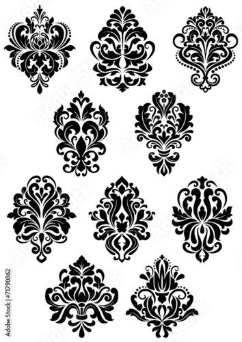 Foliate arabesque design elements