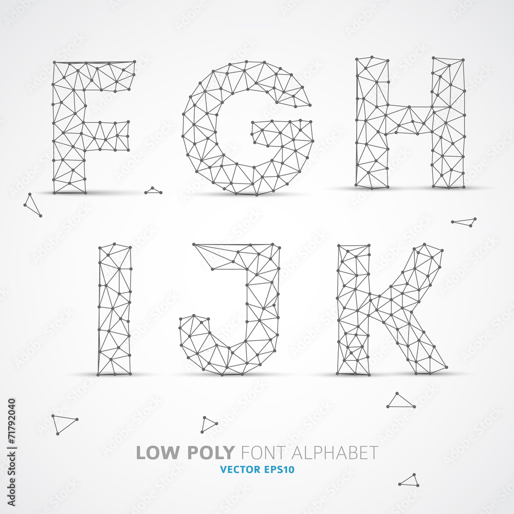Obraz premium Vector low poly alphabet font