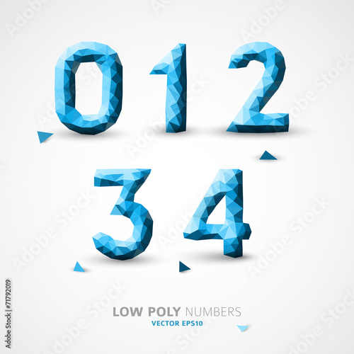 Vector low poly numbers font