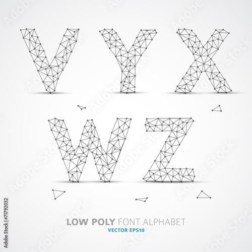 Vector low poly alphabet font