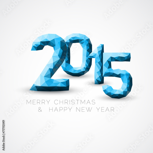 Blue Low poly Happy New Year 2015 vector card