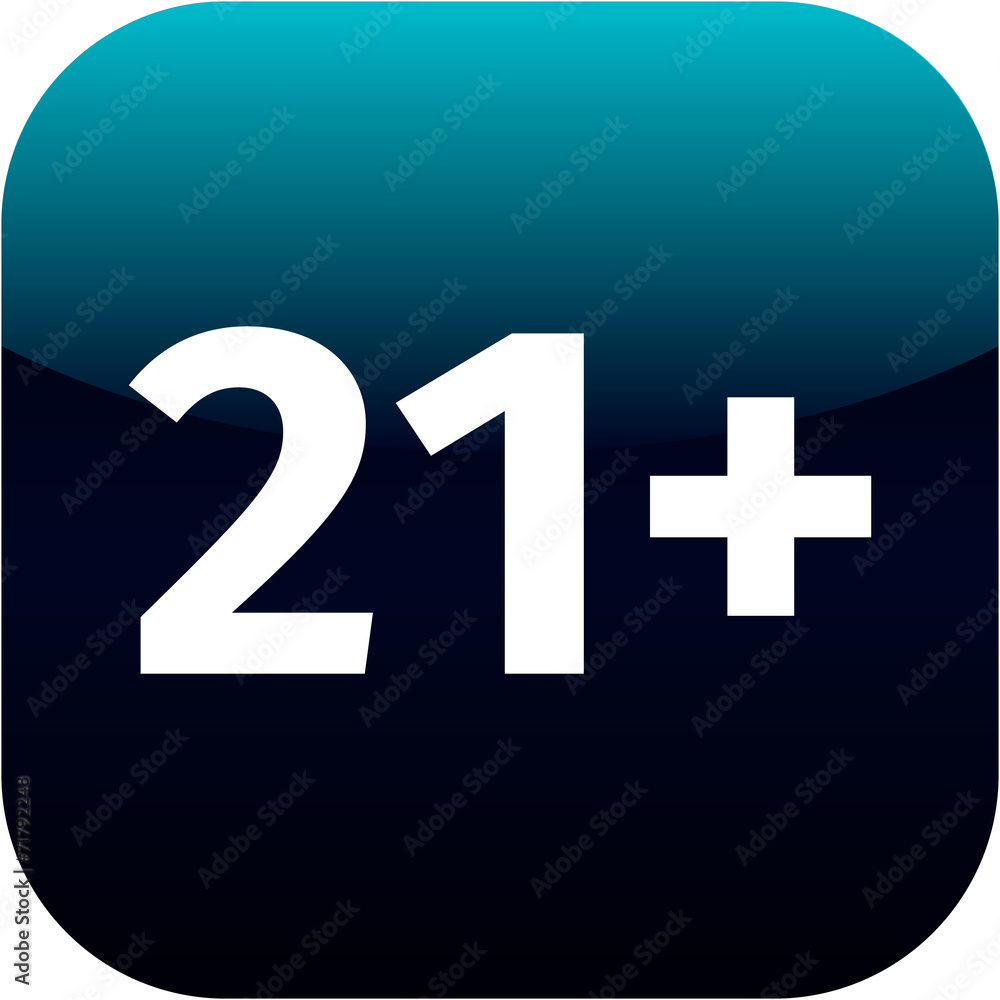 21 plus years old sign. Adults content icon. Blue button 21 plus years old sign. Adults content icon. Blue button