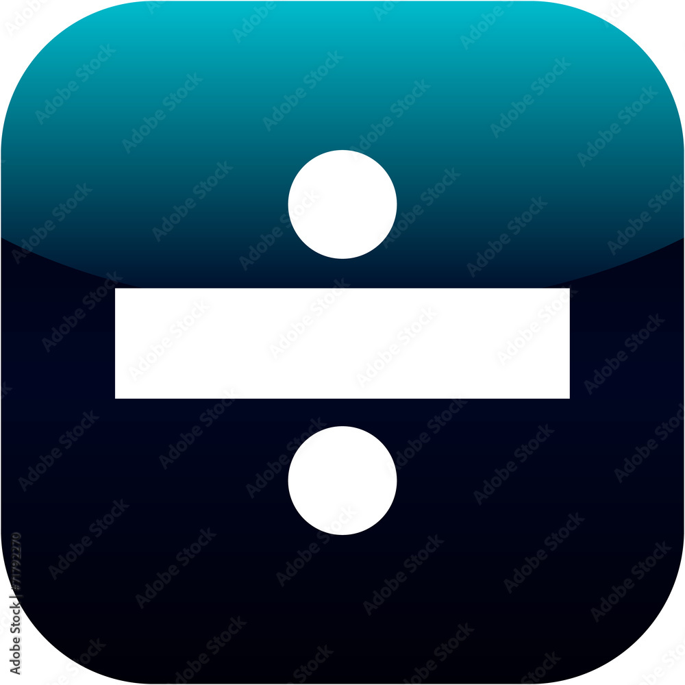 divide math symbol on blue icon