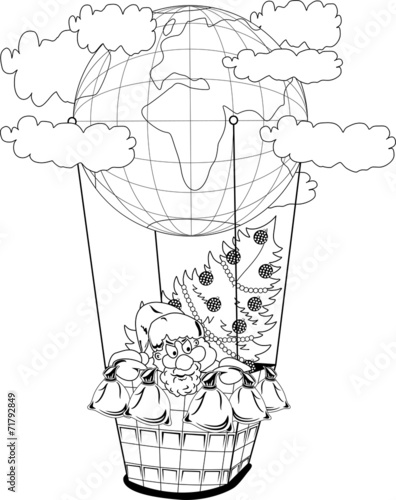 Christmas hot air balloon with Santa Claus