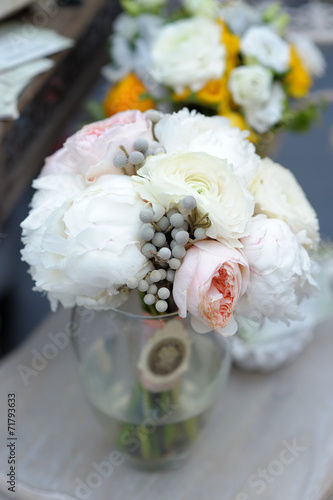 Flowers bouquet in glass vase