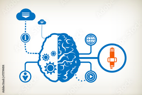 Sparkplug and abstract human brain