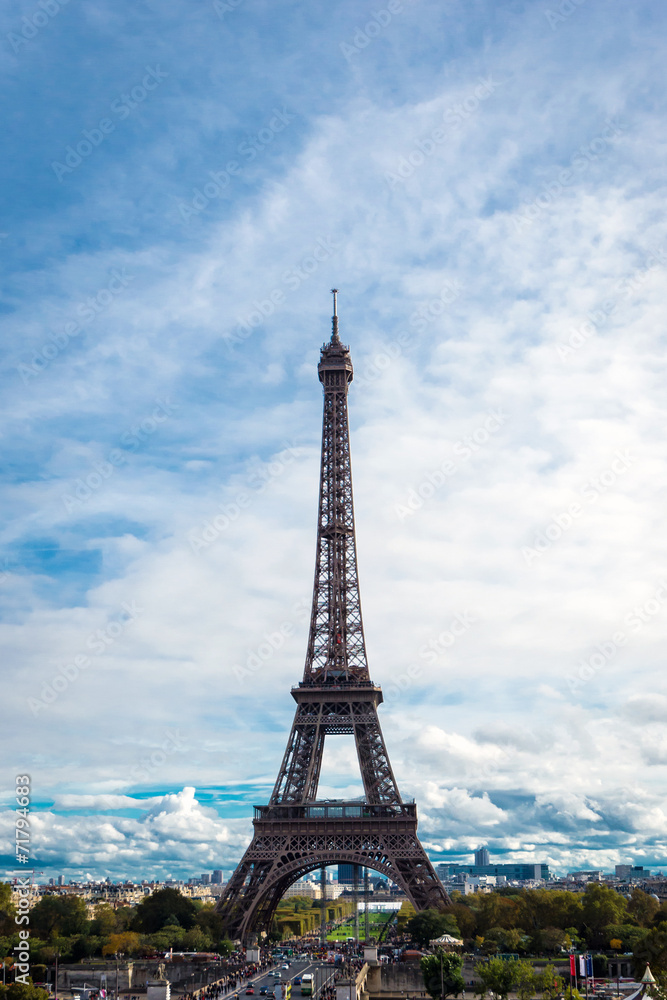 The Eiffel Tower (Le Tour Eifel) as seen from The Trocadero