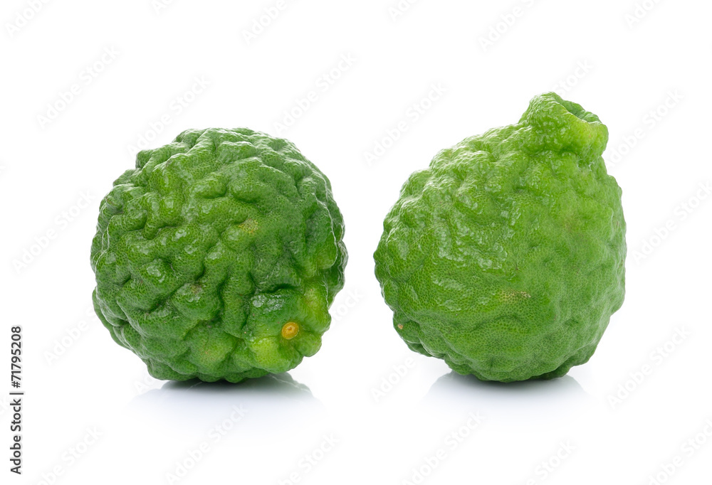 Fototapeta premium kaffir Lime or Bergamot fruit on white background.