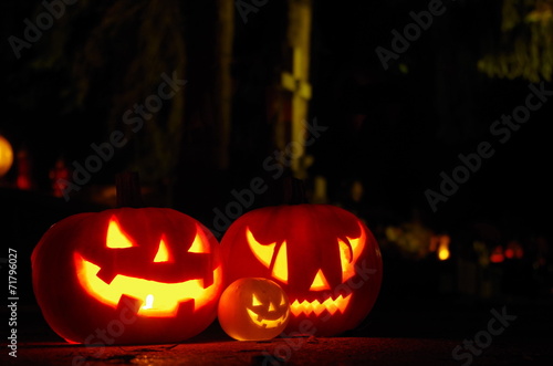 Halloween Pumpkin Family at Cementary