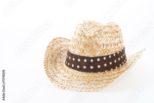 Summer beach straw hat isolated on white background