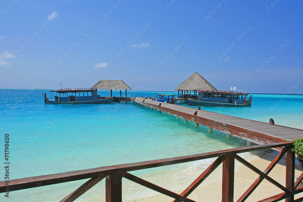 maldives, sea, dock and sky