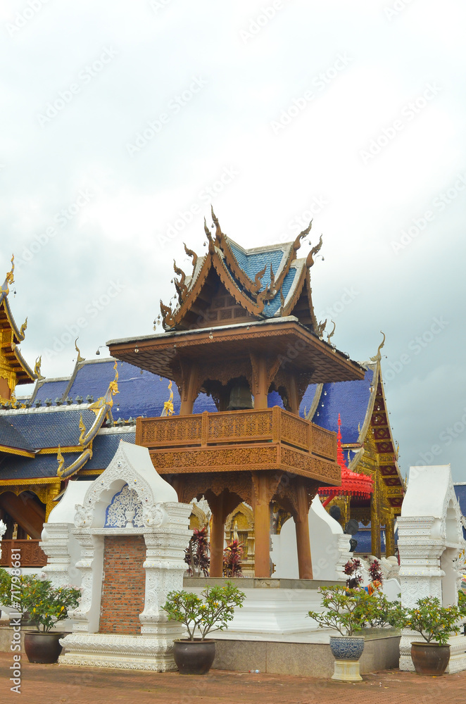 Naklejka premium Ancient pagoda temple in Chiang Mai, Thailand.