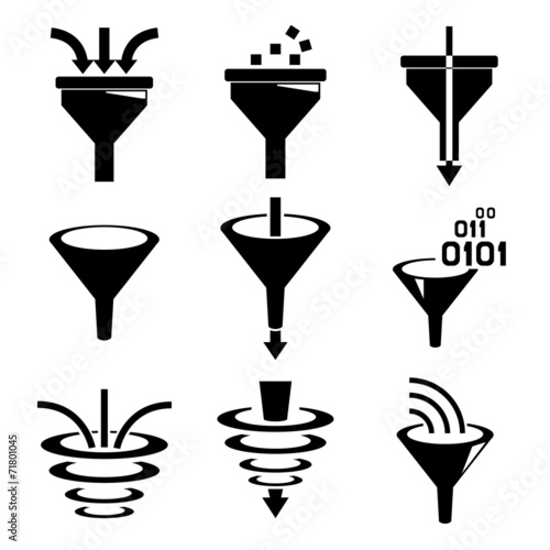 data filter, data tunnel icons