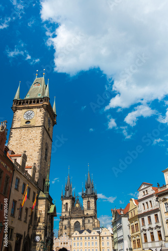 View of Prague on bright summer day