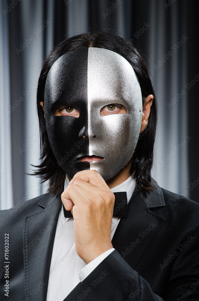 Funny concept with theatrical mask Funny concept with theatrical mask