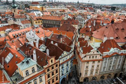 View of Prague on bright summer day