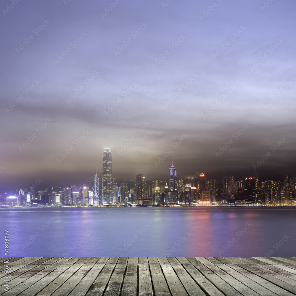 night scenes of Victoria harbor