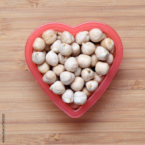 Chickpeas in a heart bowl