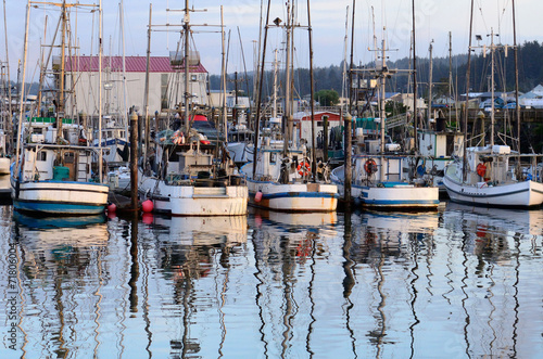 Commercial and private fishing boats at dock in Charleston OR © ftfoxfoto