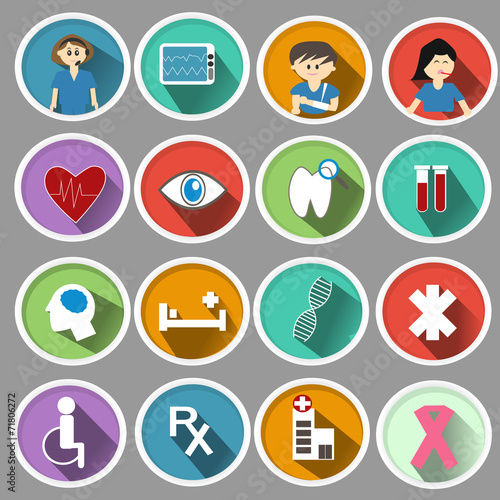 Medical icon in flat design with long shadow
