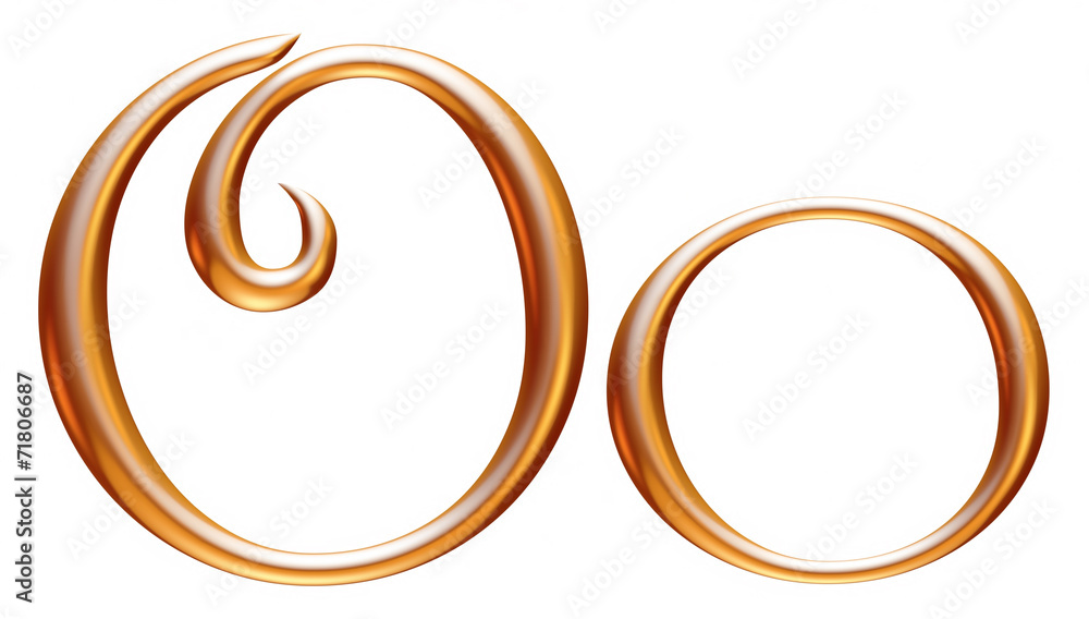 O Golden 3d alphabets render isolated on white Stock Illustration ...