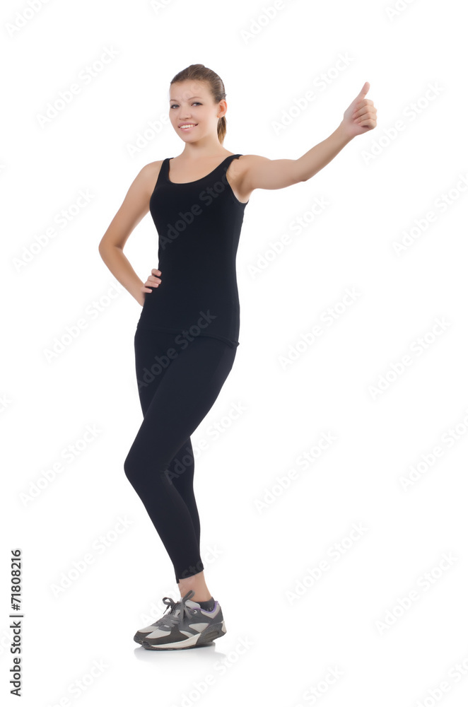 Young woman in sports concept isolated on white Young woman in sports concept isolated on white