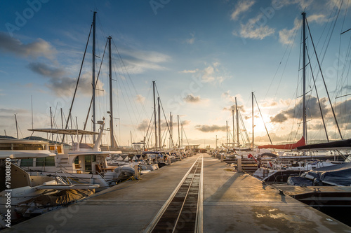Yacht marina sunrise photo