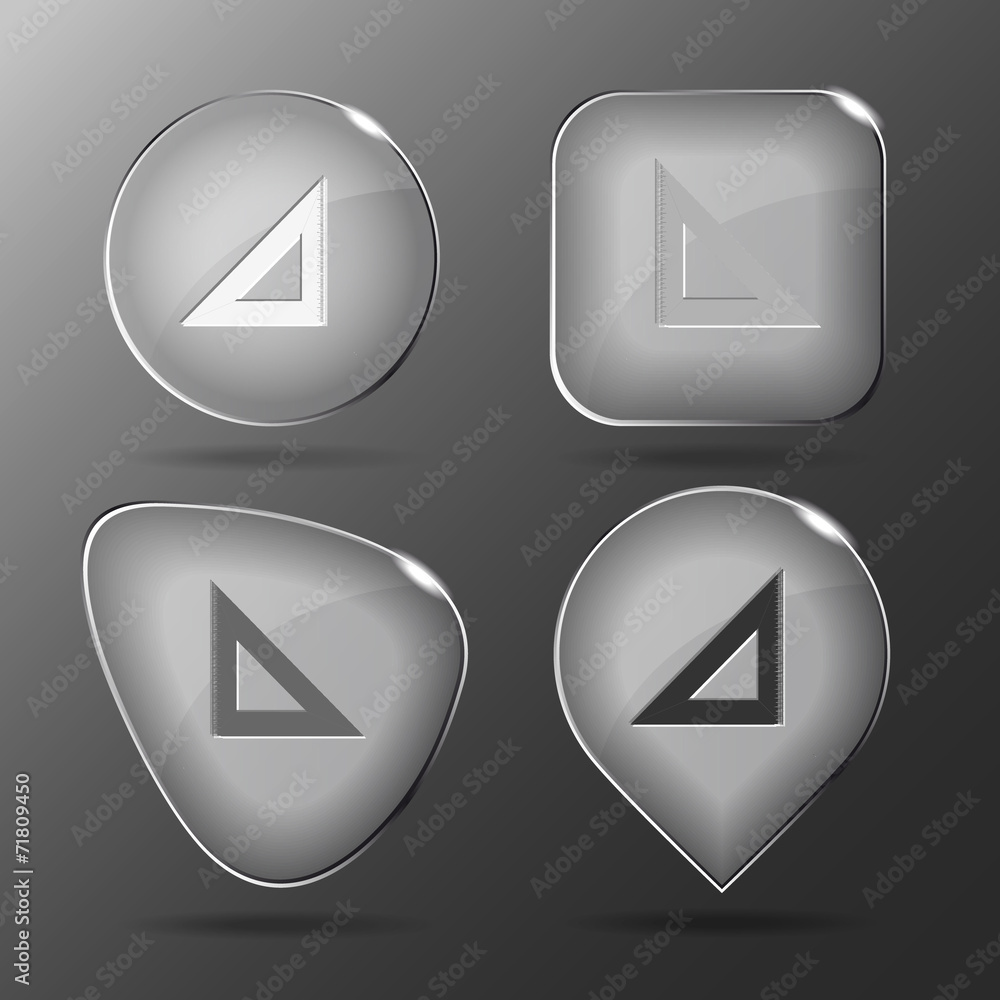 Triangle ruler. Glass buttons. Vector illustration. Triangle ruler. Glass buttons. Vector illustration.