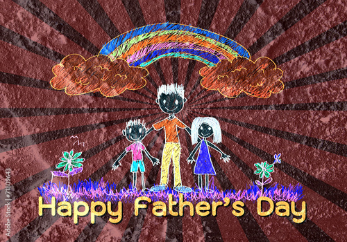 Happy Father's Day on Cement wall texture background