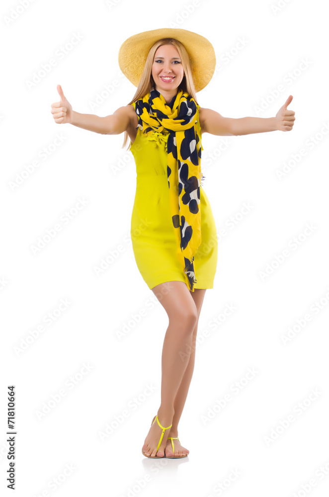 Woman giving thumbs up isolated on white Woman giving thumbs up isolated on white