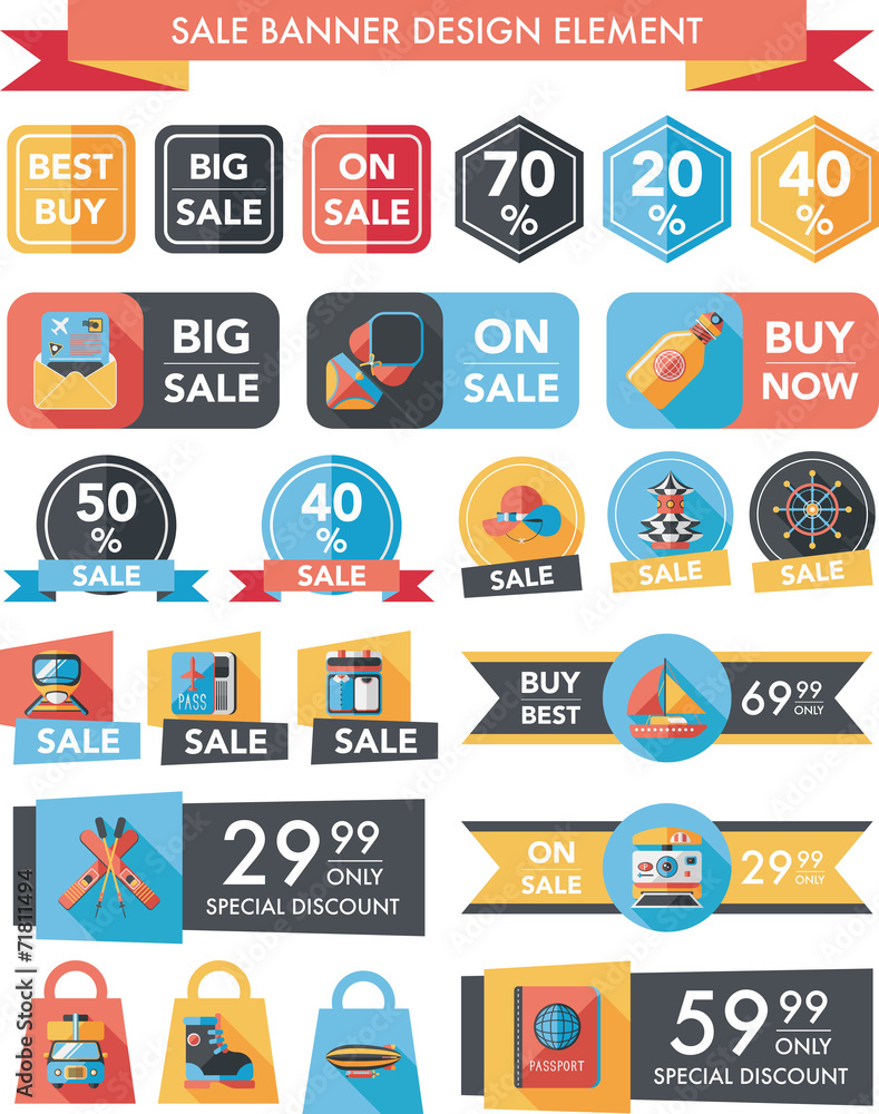 Travel sale banner design flat background set, eps10 Travel sale banner design flat background set, eps10