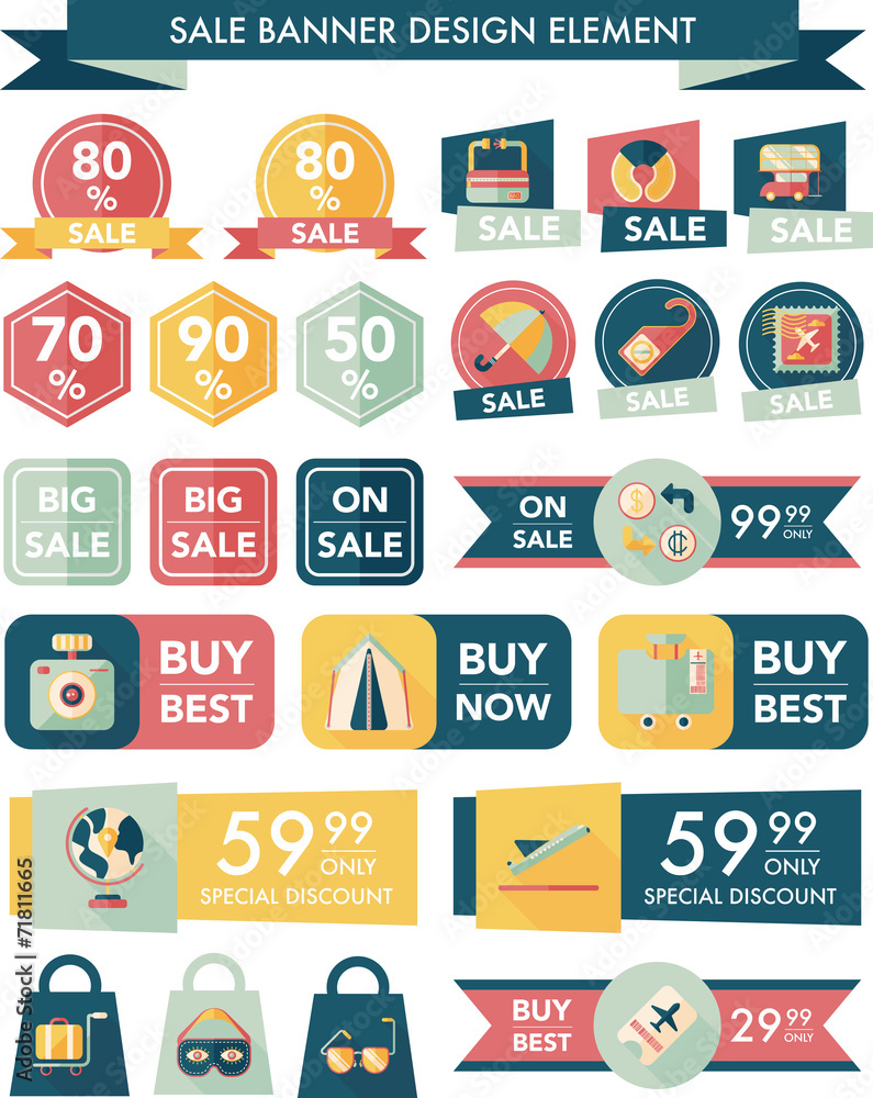 Travel sale banner design flat background set, eps10 Travel sale banner design flat background set, eps10