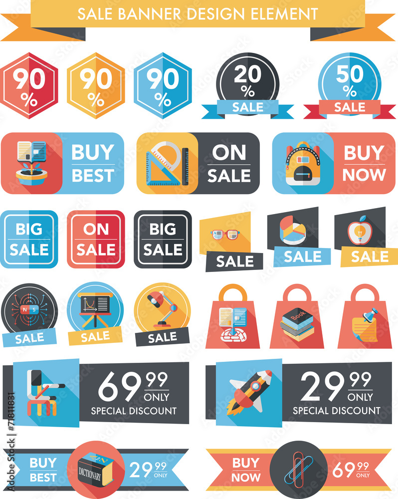 School sale banner design flat background set, eps10 School sale banner design flat background set, eps10