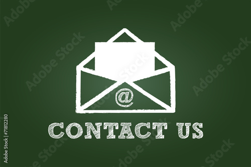 Contact Us By Mail Envelope On Green Chalkboard