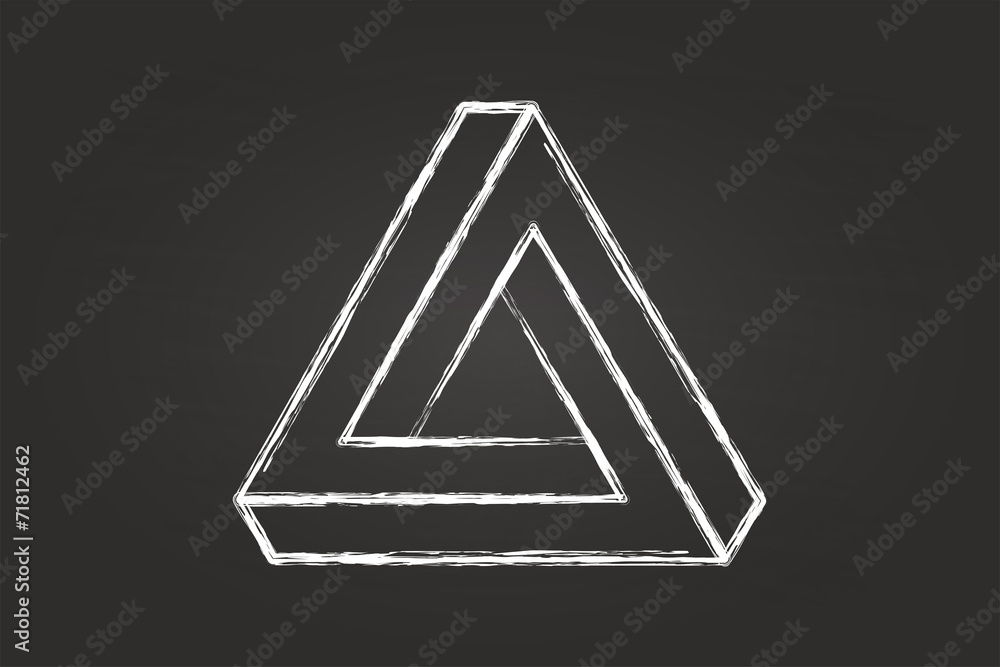 Optical Illusion Triangle Sketch On Blackboard Optical Illusion Triangle Sketch On Blackboard